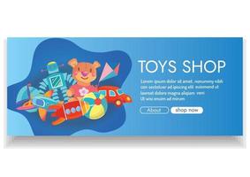 design di banner negozio di giocattoli per lo shopping online vettore