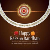 illustrazione vettoriale realistica di felice biglietto di auguri invito raksha bandhan con crystal rakhi e pooja thali