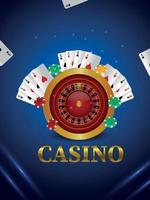 gioco d'azzardo online del casinò con carte da gioco, ruota della roulette e fiches vettore