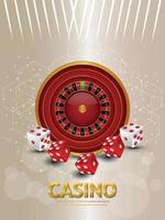 gioco d'azzardo del casinò con ruota della roulette e dadi su sfondo creativo