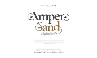 elegante ampersand alfabeto lettere font e numero. classico lettering minimo moda disegni. tipografia moderno serif font decorativo Vintage ▾ design concetto. vettore illustrazione