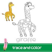 traccia e colora la giraffa vettore