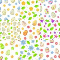 set di modelli senza cuciture di primavera con fiori e foglie di uova di Pasqua può essere utilizzato come elemento di caccia di Pasqua per banner web poster e texture illustrazione vettoriale stock in stile realistico del fumetto