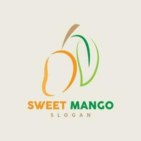 Mango logo, fresco frutta vettore, astratto linea stile disegno, icona modello illustrazione vettore