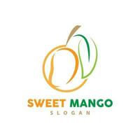 Mango logo, fresco frutta vettore, astratto linea stile disegno, icona modello illustrazione vettore