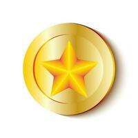 3d super stella moneta splendente d'oro giallo colore vettore