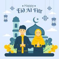 illustrazione della cartolina d'auguri di eid al fitr vettore