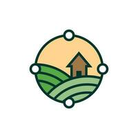 fienile azienda agricola natura paesaggio creativo logo vettore