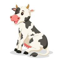 cartone animato carino bambino mucca seduta. vettore illustrazione