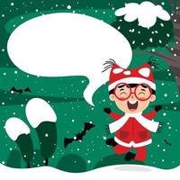 design biglietto di auguri di Natale con personaggio dei cartoni animati vettore