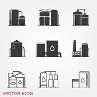 set di icone del serbatoio di stoccaggio dell'olio vettore