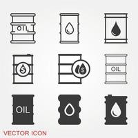 set di icone del contenitore del tamburo di petrolio vettore