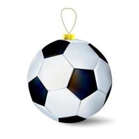 pallone da calcio come ornamento natalizio vettore