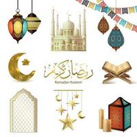 Ramadan Kareem set realistico illustrazione vettoriale