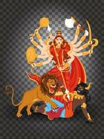 illustrazione di indù mitologia dea Durga maa personaggio su png sfondo per Navratri o Durga puja Festival. vettore