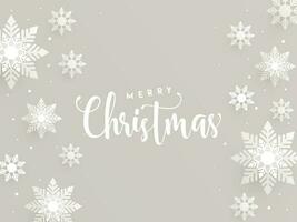 elegante testo di allegro Natale e i fiocchi di neve decorato sfondo. può essere Usato come saluto carta o manifesto design. vettore