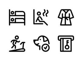 semplice set di icone di linea del vettore relative al servizio alberghiero