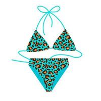 estate spiaggia costume da bagno. blu costume da bagno eh leopardo ornamento. vettore