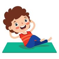 bambino divertente in posa yoga vettore