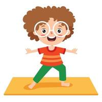 bambino divertente in posa yoga vettore