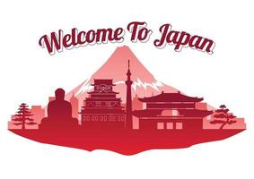 Giappone top famoso stile silhouette punto di riferimento sull'isola famoso stile silhouette punto di riferimento vettore