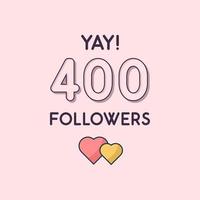 yay 400 follower celebrazione biglietto di auguri per i social network vettore