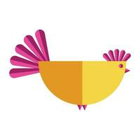 contento Pasqua carino pollo con geometrico elementi. vacanza carta nel luminosa colori - rosa e giallo. piazza formato, vettore piatto illustrazioni isolato su bianca sfondo.