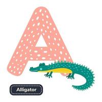 bambini alfabeto lettera d simpatico cartone animato alligatore vettore
