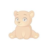 carino seduto baby orso personaggio dei cartoni animati vettore isolato su bianco