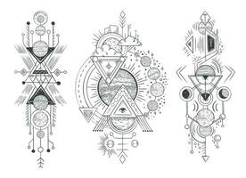 solare sistema pianeta schizzo. parata di pianeti, Luna fasi e mano disegnato astrologia. astrologico tatuaggio vettore illustrazione