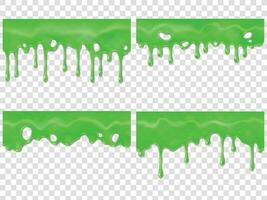 realistico gocciolante melma. senza soluzione di continuità verde macchia di sgocciolature veleno gocce. muco gocciolare far cadere 3d realistico vettore illustrazione