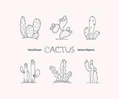 oggetti vettoriali disegnati a mano di cactus