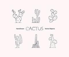 oggetti vettoriali disegnati a mano di cactus