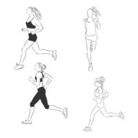 una raccolta di illustrazioni d'arte scarabocchio che include le seguenti illustrazioni di schizzo di vettore di atletica leggera di atletica leggera