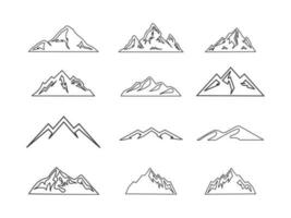 montagna impostato vettore icona, montagna linea arte icona impostato isolato su bianca sfondo