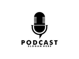 Podcast con microfono logo ispirazione. design modello, vettore illustrazione.