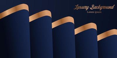 sfondo blu scuro elegante elemento regale di lusso con panno per tende ondulate con decorazioni dorate vettore