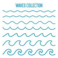 vettore di onda di acqua onde che ondeggiano nei laghi e negli oceani isolati su priorità bassa bianca