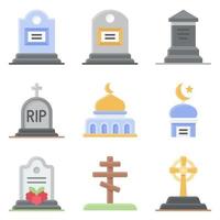 funerale vettore correlato icona impostare uno stile piatto