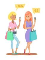 disegno del personaggio dello shopping femminile vettore