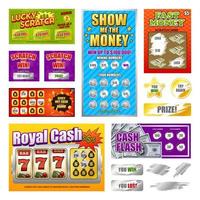 carte della lotteria gratta e vinci impostare illustrazione vettoriale