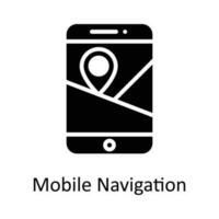 mobile navigazione vettore solido icona design illustrazione. Posizione e carta geografica simbolo su bianca sfondo eps 10 file
