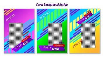 impostare poster fitness palestra colorato forme geometriche sfondo vettore