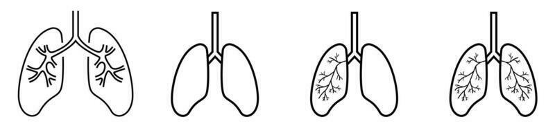 polmoni icona dettaglio con alveoli nero e bianca ictus vettore