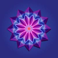 questo è un mandala poligonale geometrico viola con un motivo floreale e petali vettore