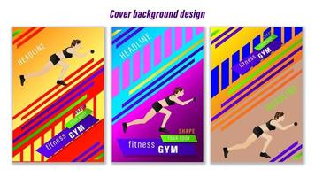 Imposta sfondo di forme geometriche palestra fitness donna copertina vettore