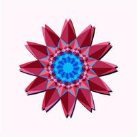 questo è un mandala poligonale geometrico rosa a forma di fiore con un centro blu vettore