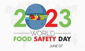 2023 concetto mondo cibo sicurezza giorno vettore design illustrazione. salutare abitudine consapevolezza striscione.