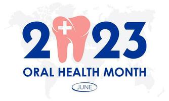 2023 concetto orale Salute mese cavità, igiene, bocca vettore illustrazione modello