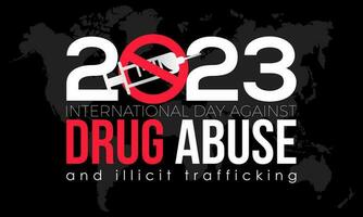 2023 concetto internazionale giorno contro droga abuso e illecito traffico globale illecito vettore illustrazione bandiera modello